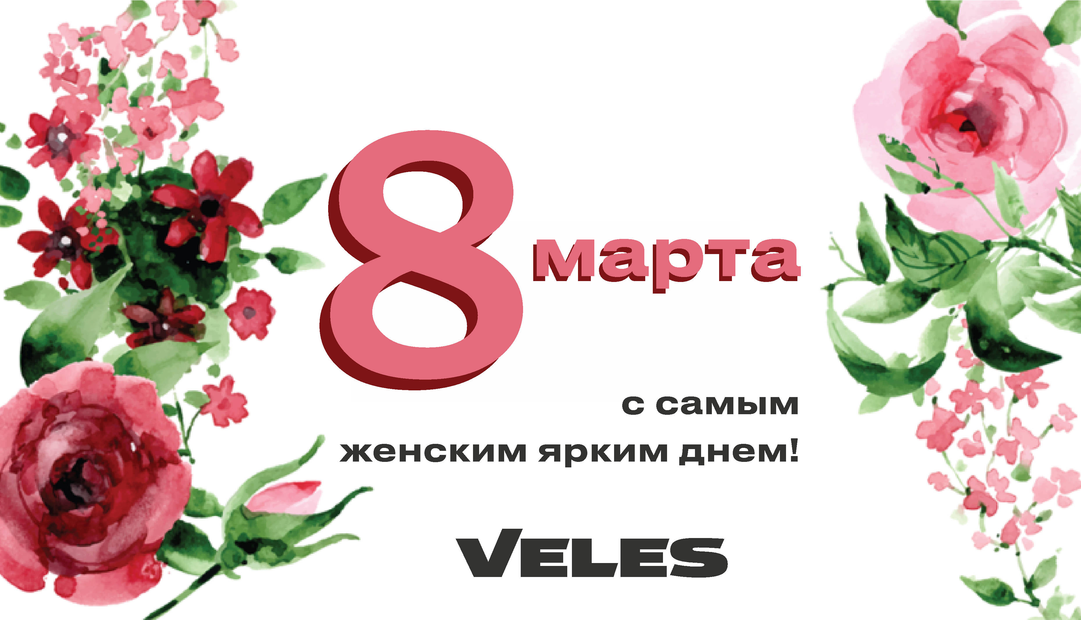 Дорогие дамы! Компания VELES от всей души поздравляет вас с международным женским днем!